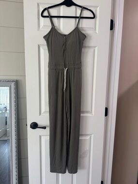 Vuori Olive Green Spaghetti-Strap Jumpsuit